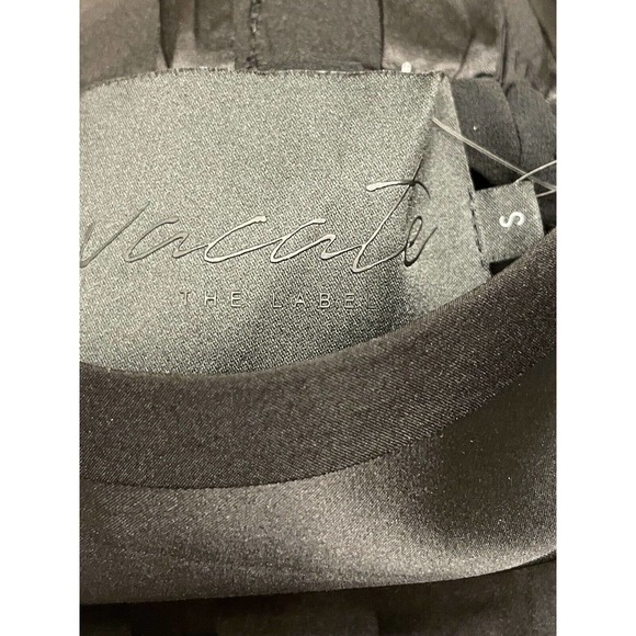 NWT Vacate The Label Kyoto Noir Stripe Satin Wide Leg Pants Size Small Black - Picture 6 of 8